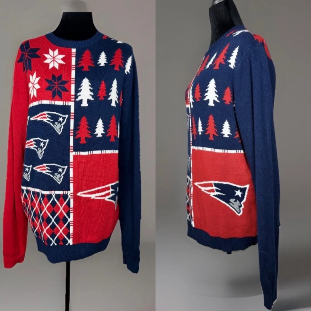 NFL New England Patriots Ugly Christmas Sweater Team Apparel large